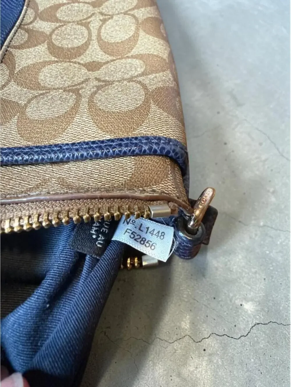 Coach Signature Crossbody Bag in Khaki/Blue